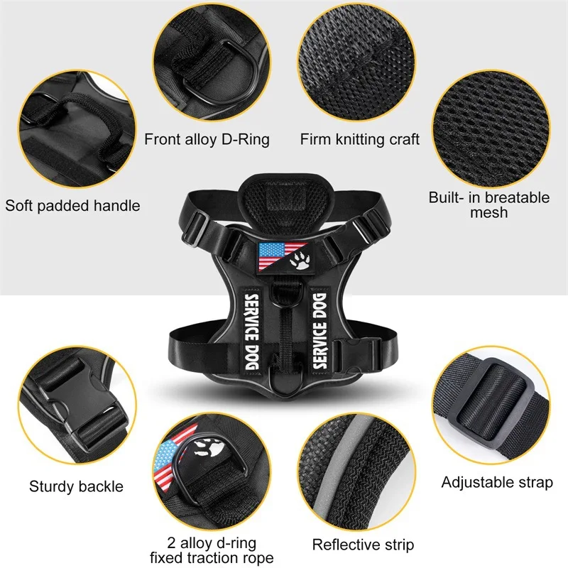 Dog Harness No-pull Reflective Tactical Harness Vest for Small and Large Pet Dogs - PeticaDeals