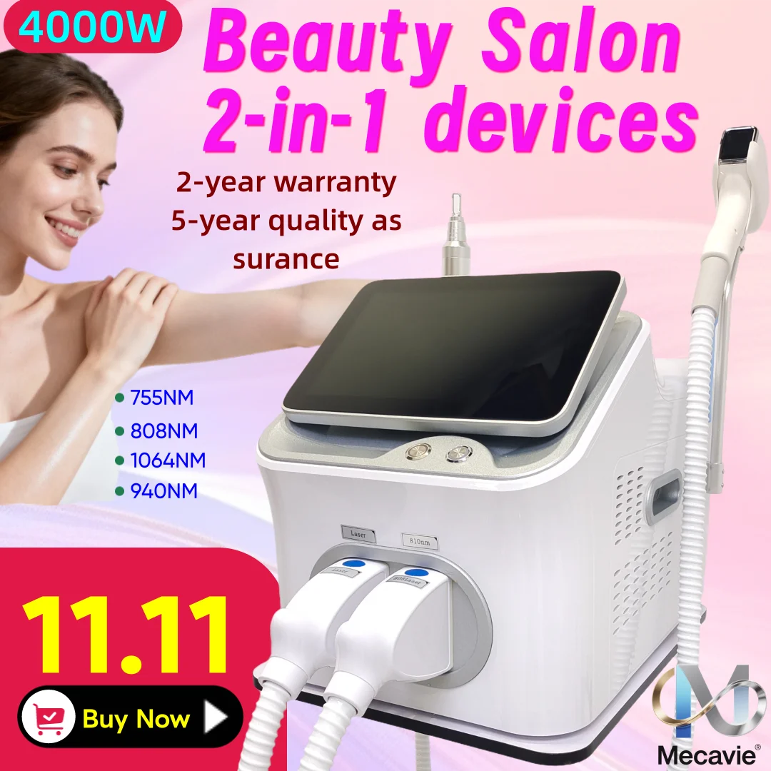 Máquina de Depilación Láser de Diodo Profesional 2 en 1 2026, 4 Ondas, 4000w, Picosegundos, Qswitch ND YAG 1064NM, Máquina de Eliminación de Tatuajes