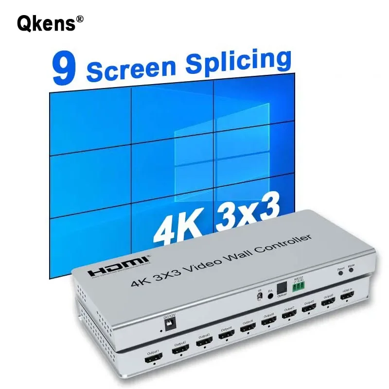 4K 3X3 Hdmi Video Wall Controller Tv Splicer 1X2 2X1 2X3 2X4 3X1 3X4 4X1 4X4X2 9 Schermo Processore Di Cucitura Tv Hdmi Con Rs232