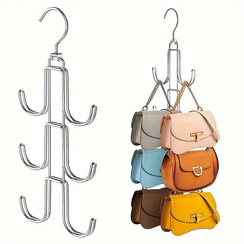 Storage Hanger Hook Storage Hanger 1pc 360 Degree Rotatable Metal Purse Hanger Organizer for Closet-Keep Purses Visible and in Good Condition