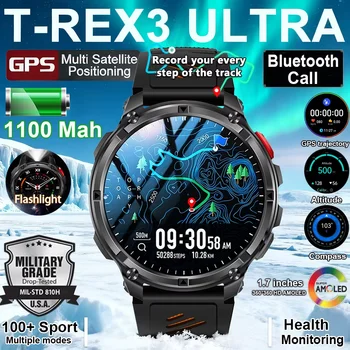 2026 New 1100mah AMOLED Smart Watch Men 170+Sport Fitness LED Flashlight IP69 Waterproof Bluetooth call GPS track Smartwatch iOS 1