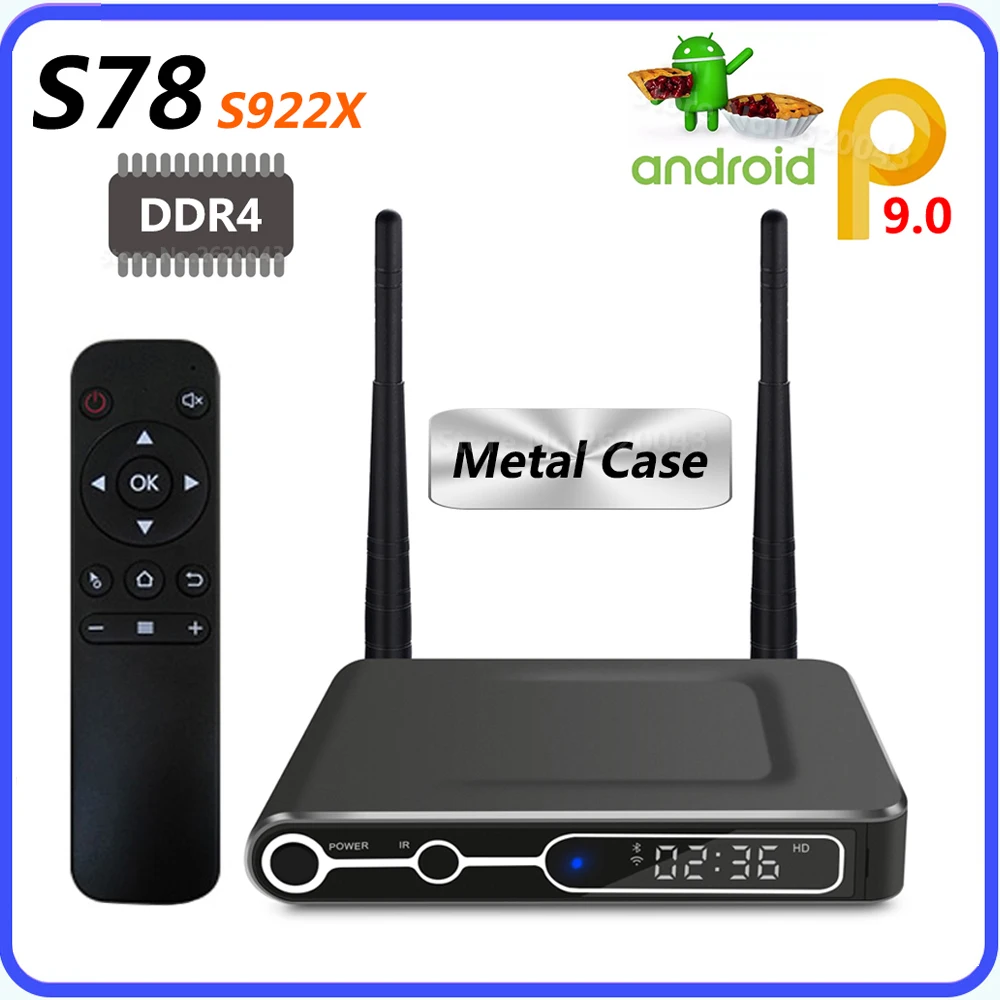 Приставка Смарт-ТВ S78 Amlogic S922X Android 9 0 DDR4 4 + 32 Гб Bluetooth 1000 Мбит/с | Электроника