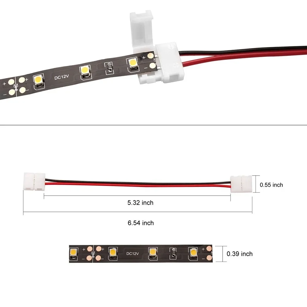 

LED Strip Light Connector Adapter, Single Color LED Strip Light, SMD, 10mm, 5050, 8mm, 3528, No Soldering