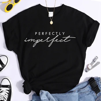 Men Women's Fashion Casual Perfectly Imperfect Letter Printed Funny Short Sleeves T Shirt Tops 1