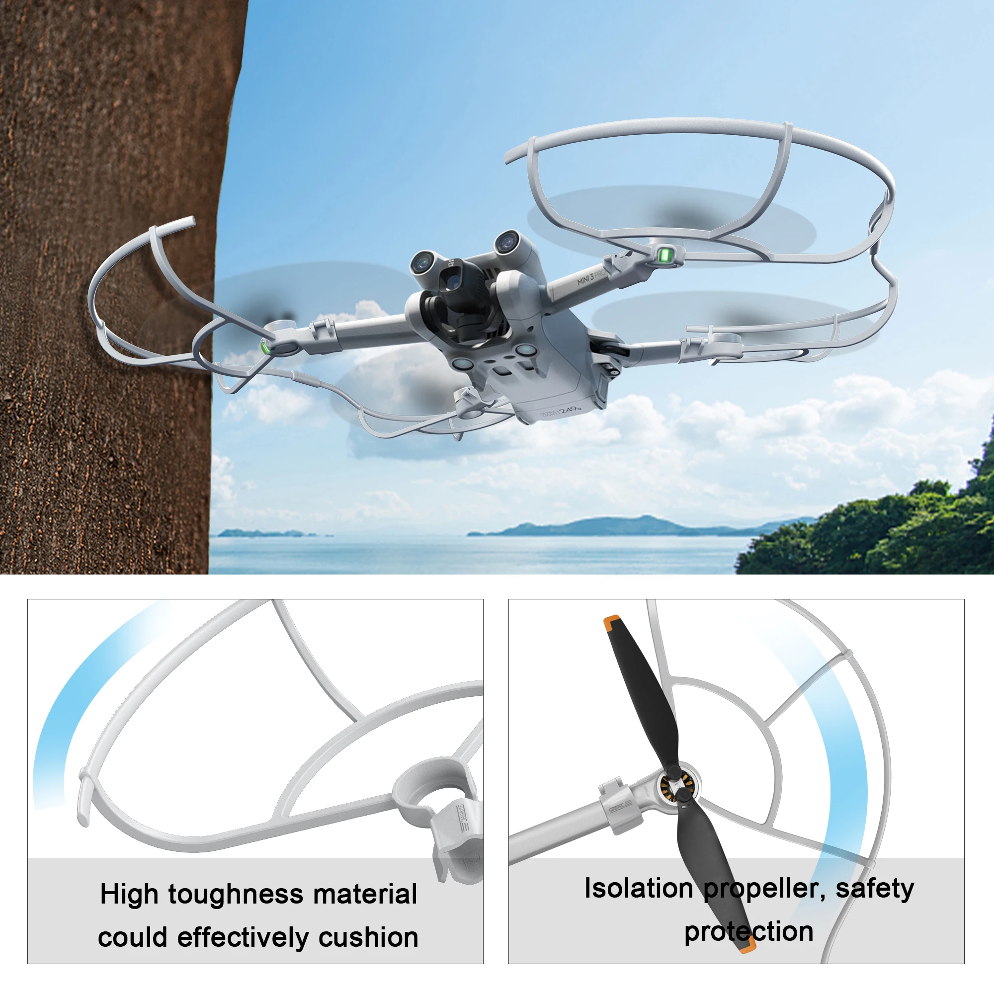 Mini 3 Pro 프로펠러 가드, DJI Mini 3 Pro 액세서리용 퀵 릴리스 탈착식 프로펠러 보호 장치