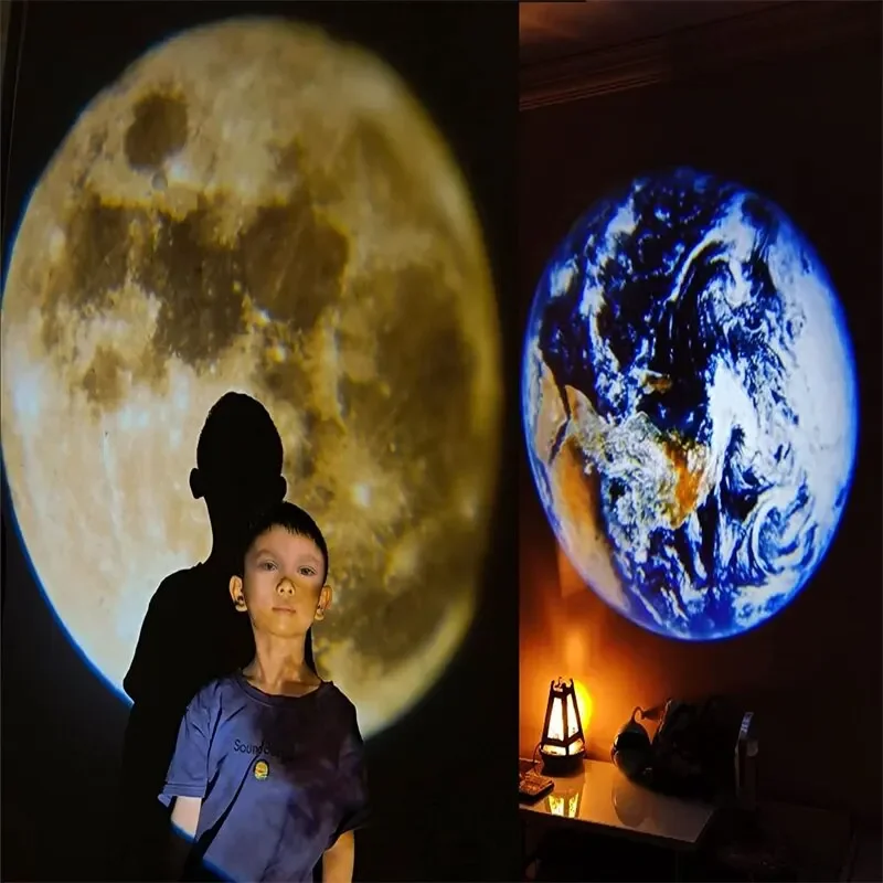 Novelty Moon Projector Light Background Projection Photo Props Birthday Party Decoration Wall Light Bedroom Decor Night Light 3