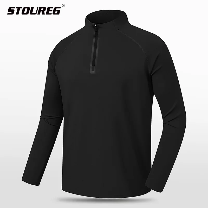 

Half Zip Sports Long Sleeved Running T-shirt for Men's Autumn Winter Sweaters,Warm Fitness Tops Quick Drying Gym Workout Clothes