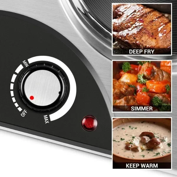 CUSIMAX Double Burners, 1800W Electric Hot Plate for Cooking Double Countertop Burner Portable Cast Iron Hot Plates 4