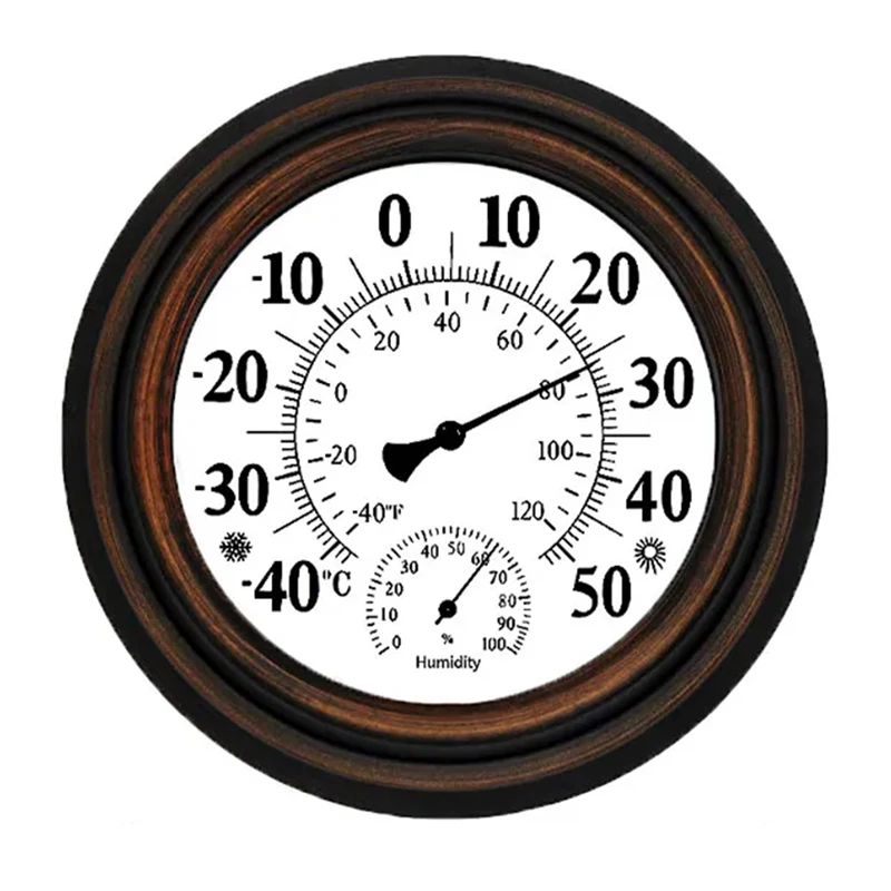 

20Cm Antique Indoor Outdoor Thermometer Hygrometer Temperature Humidity Meter Wall Clock Thermometer For Home Decor Durable