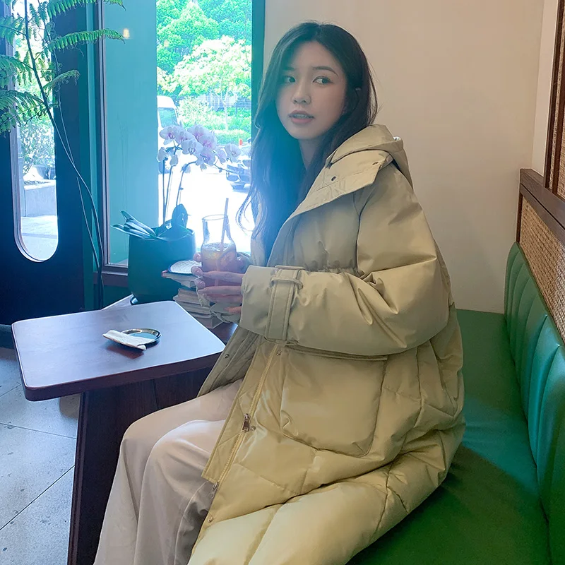 Mid Length Jacket 2022 Winter Ladies Coat Thickened Warm Down Cotton Pie Overcome Ladies Casual Loose Detachable Hat Winter Coat