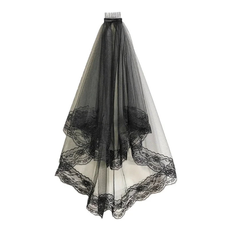 

Bridal Veil Bachelorette Party Decorations Bride To Be Gift Bridal Shower Wedding Black Double /Single Layer Floral Lace