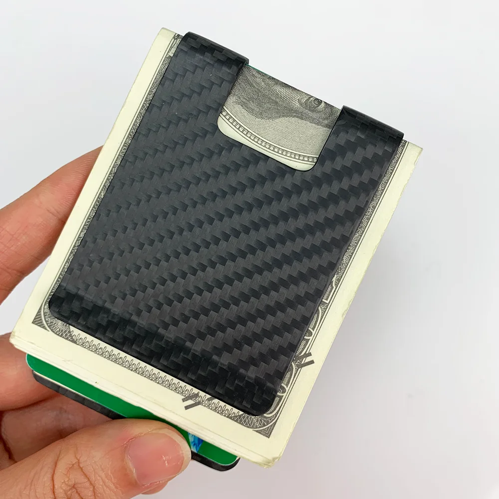 Durable Real Carbon Fiber Men's Money Clips Wallet Portable RFID Credit Id Card Holder 1 Pcs Quality Gift