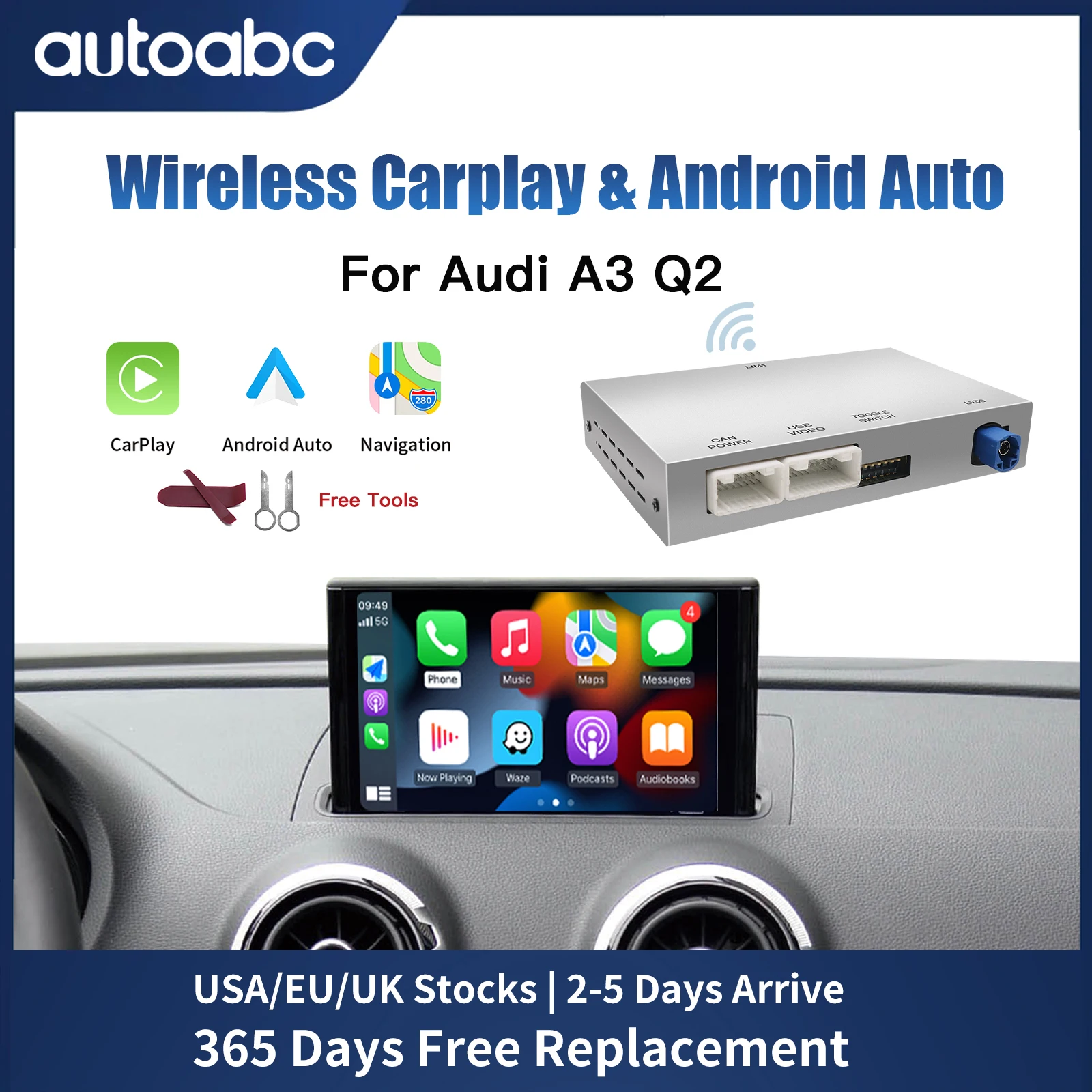 Wireless carplay and Android auto for Audi A3 8V Q2 8P 2013-2018 with Mirror Link AirPlay Support Camera Navigation Accessories