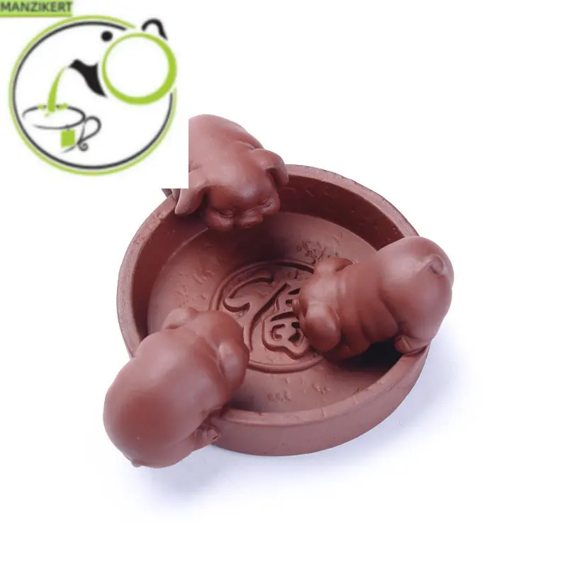 

Yixing Three Little Pigs Drink Creative Clay Tea Ornaments Tea Set Ceramic Tea Utensil Tea Ceremony Tea Pet Mini TeaSet Tea Pet