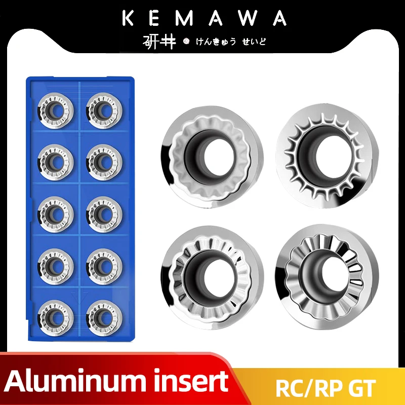 

KEMAWA Alunminum Insert RCGT0803 RCGT1003 RCGT10T3 RCGT1204 H01 Carbide End Milling Tool CNC Milling Insert turning tool