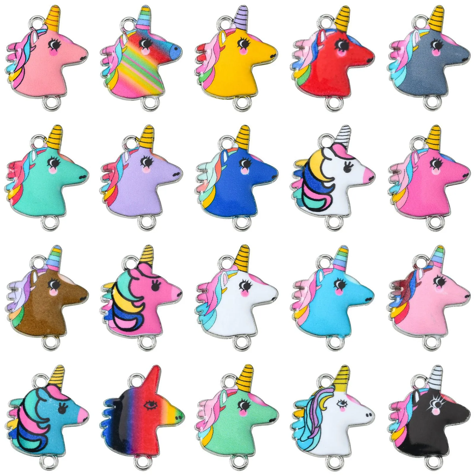 

Pandahall 40Pcs Random Color Enamel Unicorn Charms Colorful Animal Connectors Unicorn Head Link Charms for DIY Jewelry Making