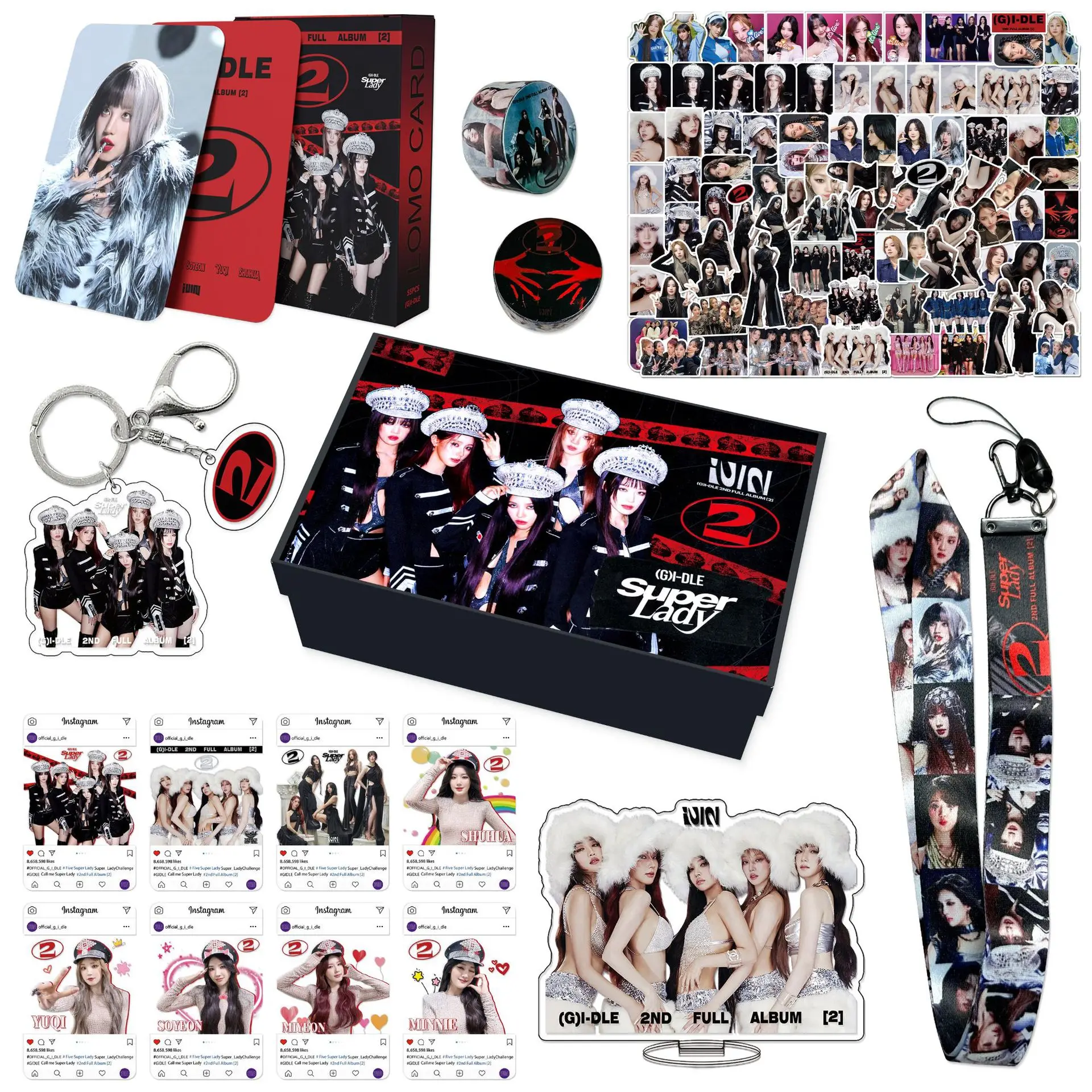 GIDLE Super Lady Gift Box Set GI-DLE Mystery gift Box Lomo Card Super Lady ALBUM Fans Collection Gifts