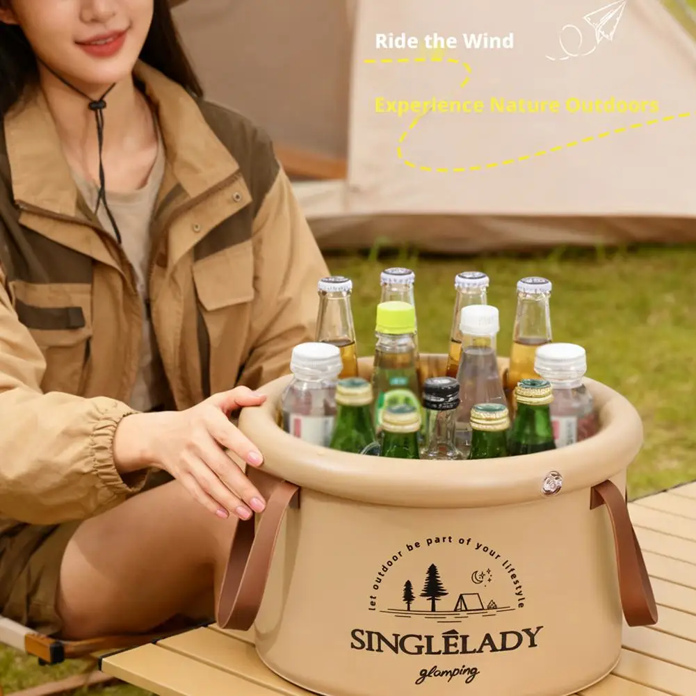 접이식 풍선 물통 두꺼운 PVC 누수 방지 6.8L/12L 야외 캠핑 피크닉 여행 차량용 보관 물통