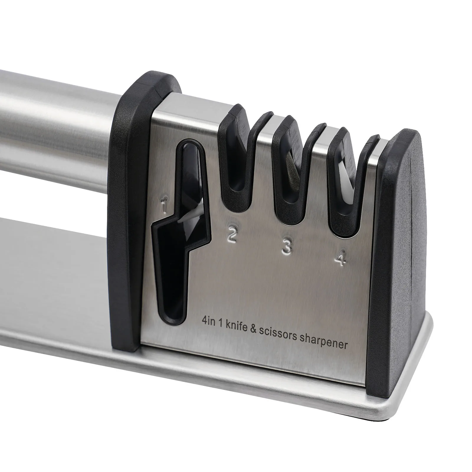 4-in-1 Professioneller Manueller Edelstahl-Messerschärfer mit Grob-, Mittel- und Feinrillen für Haushalt und Profiküche – Detail 9