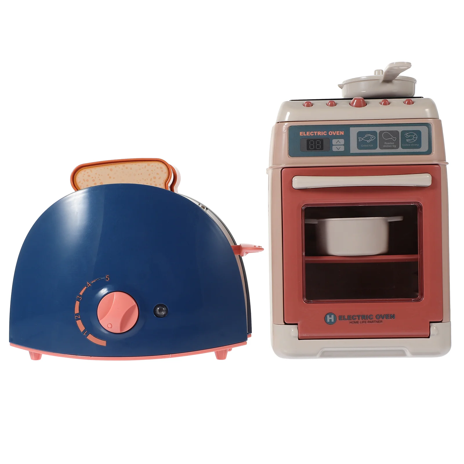 2 Sets Home Appliances Accessories Children's Household Toys Bread Maker Mini Oven Plastic Play Toaster 4