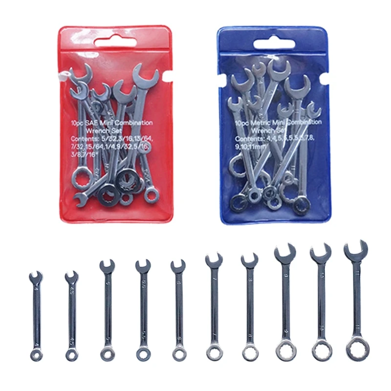 

10Pcs Mini Spanner Wrenches Set Hand Tool for Key Ring Spanner British/Metric Wrench Mini Combination Wrench Dropshipping