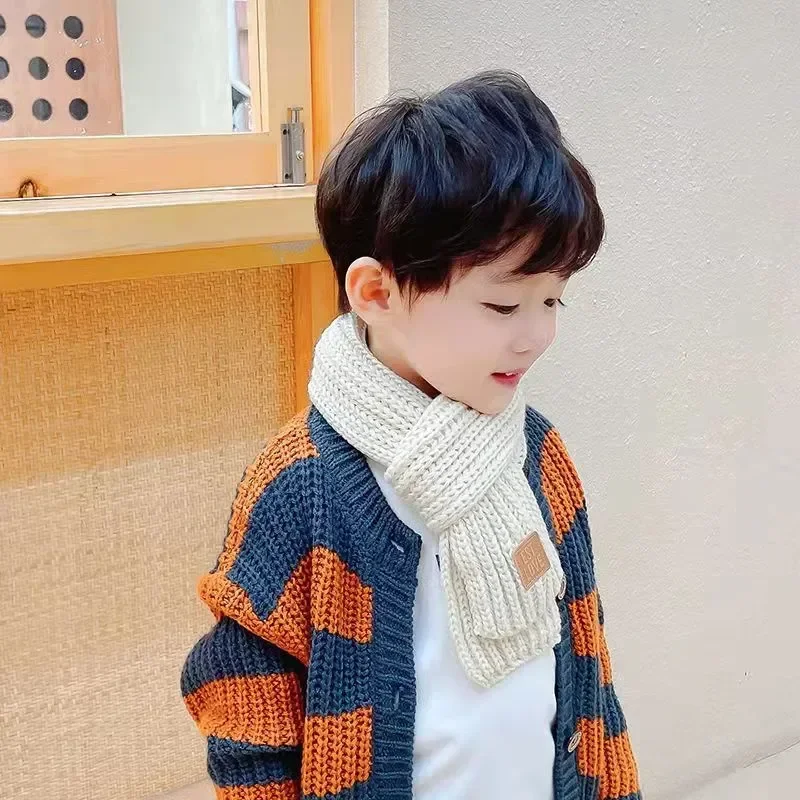 Children Winter Autumn Knitted Scarf Keep Warm Solid Candy Colors Baby Girls Boys Kids Neck Gaiter