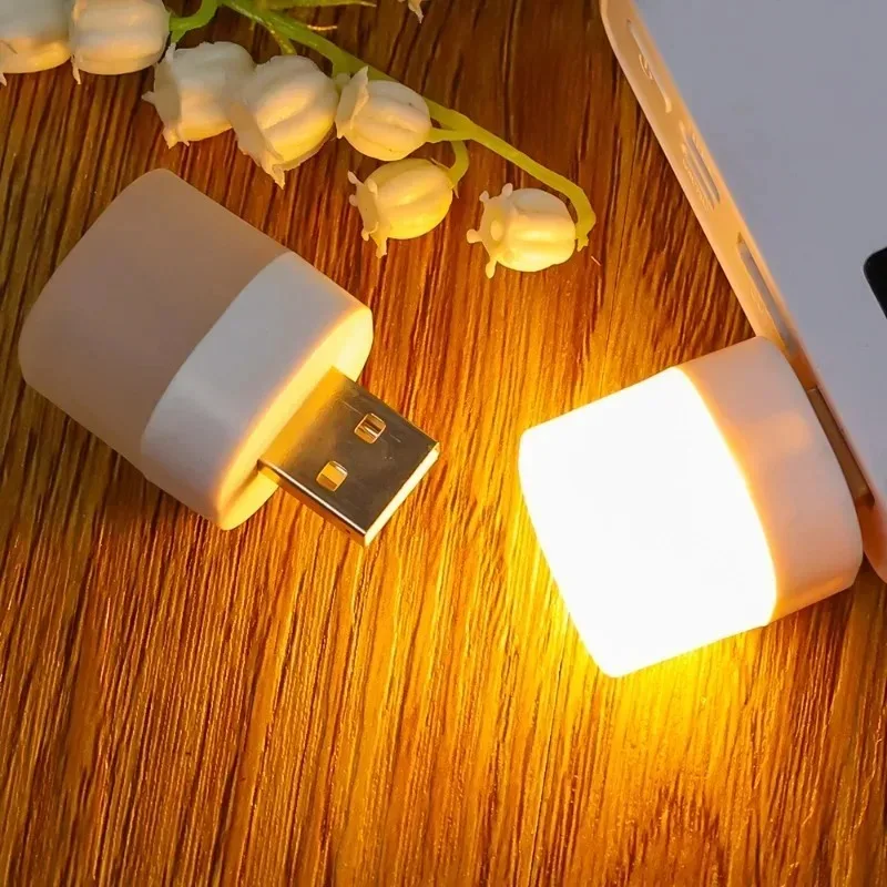 1/10Pcs Mini USB Plug Lamp 5V 1W Bright Eye Protection Book Reading Light Computer Mobile Power Charging USB LED Night Light