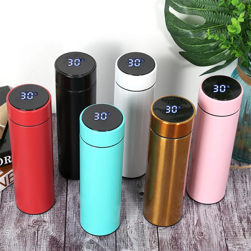 

500ml Smart Water Bottle Keeps Cold and Heat Thermal Bottle Stainless Steel Vacuum Flasks Thermos Temperature Display Gift