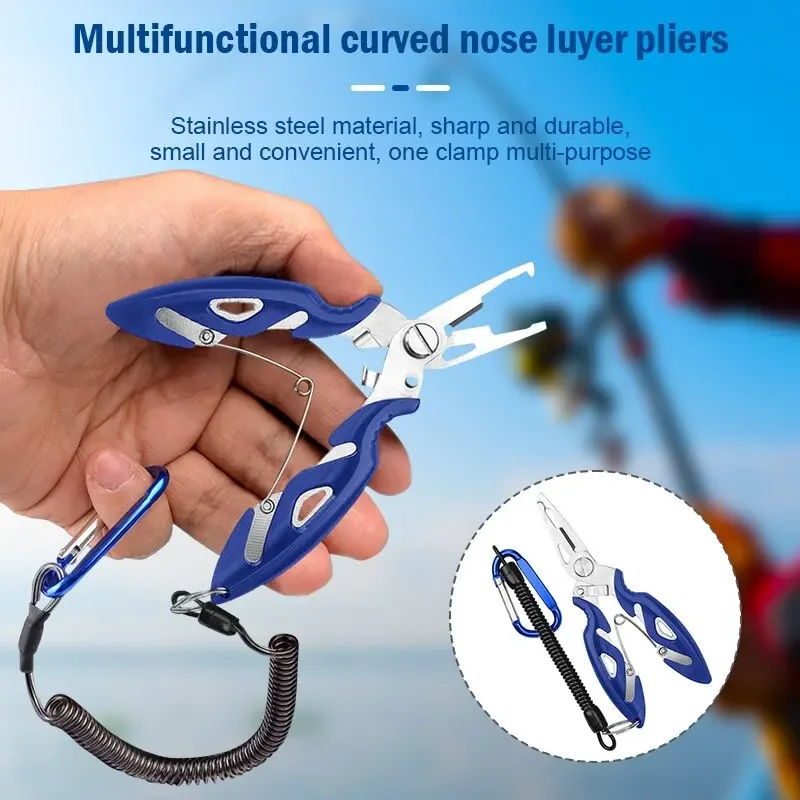 

Multifunctional Curved Mouth Road Sub Pliers Cutting Lines Uncoupling Fish Hooks Opening Coils Outdoor Fishing Tools Plier