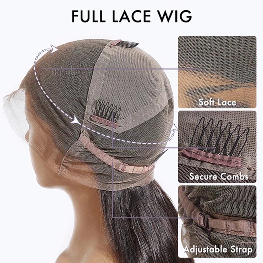 Human Hair Wig 30Inch Full Lace Frontal Transparent Lace Water Wave 180% Density End Natural Raw Indian Hair