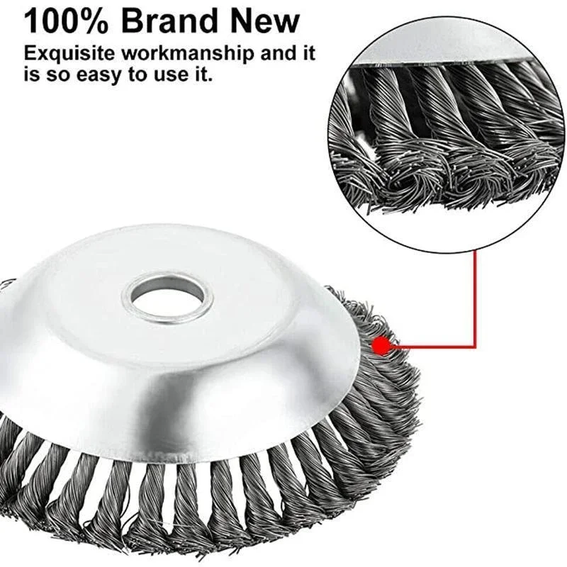 Upgrade 6/8 Inch Weed Brush Cutter Head Lawn Mower Universal Grass Trimmer Head Steel Wire Wheel Brush Disc Garden Trimmer Heads