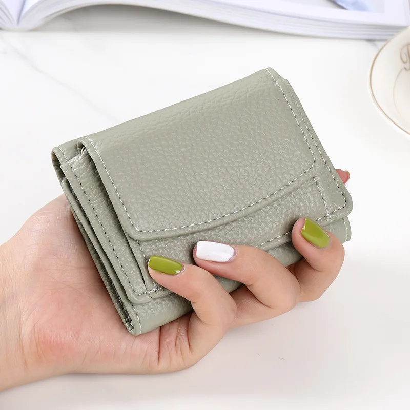 New Women Wallets Short Simple Tri-fold Purses Ladies Multi-card Bags Large-capacity Anti-theft Brush Purse Famale Mini Coin Bag 6