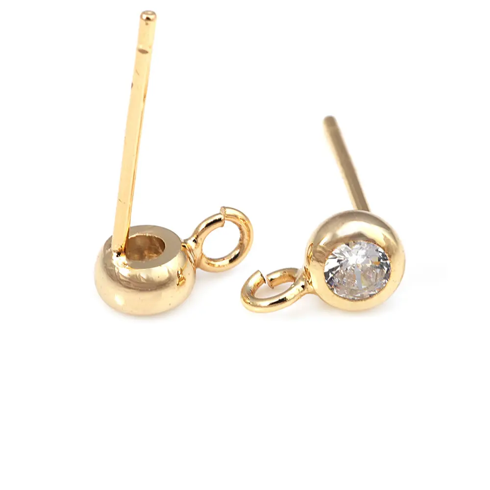 

Круглые серьги-гвоздики из латуни и циркония, 18 карат