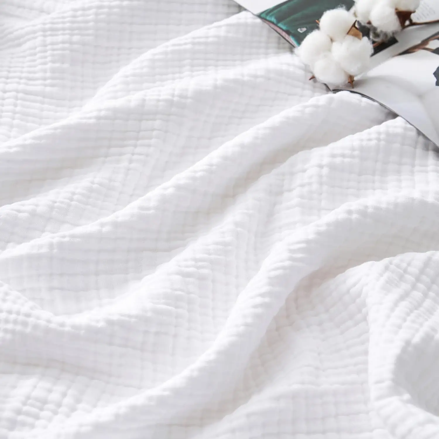 100% Cotton Muslin Blanket,6-Layer Soft Throw for Bed Couch,Breathable Lightweight Blankets for Adults Hot Sleepers,Room Decor - 5
