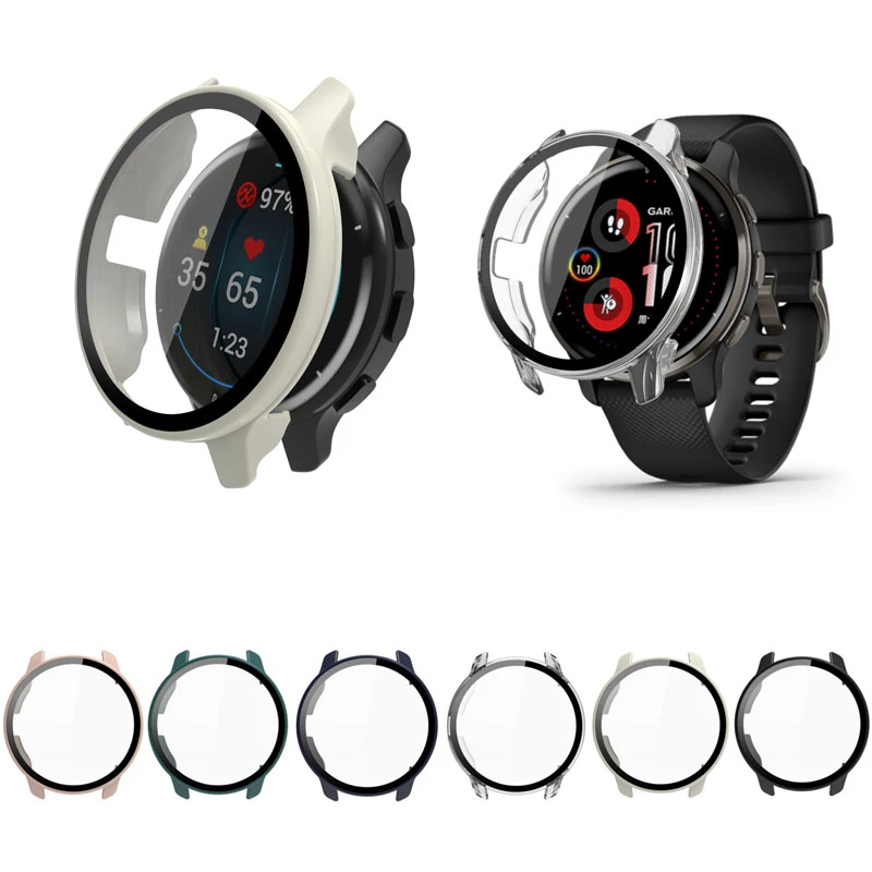 Hard Edge Shell Glass Screen Protector Case For Garmin Venu 2/2S 40mm 45mm Watch Venu2 Plus Protective Film Cover Accessories