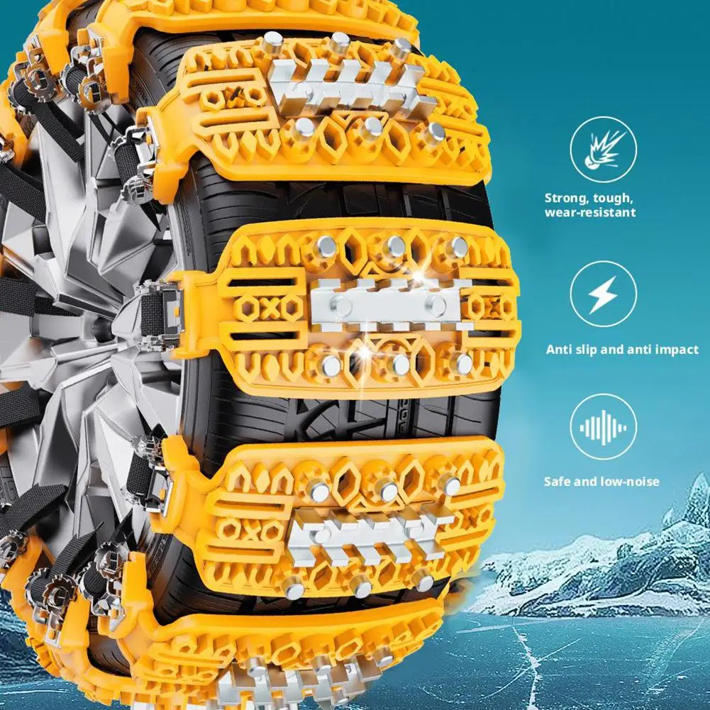 For 6.5-10.83 Inch Auto Winter Snow Tiger Claw Ice Breaking Anti-skid Car Tire Heavy Duty TPU Metal Manganese Steel Nail Chain