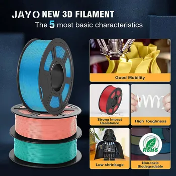 JAYO PLA/PLA META/PETG/SILK/PLA+/Wood/ Rainbow/Marble 3D Printer Filament 1.75mm 5KG 3D Printing Materials for 3D Printer&3D Pen 3