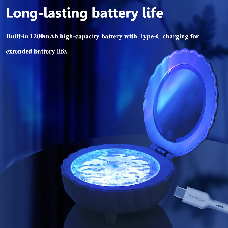 Portable Bluetooth Speaker Waves Colorful Projection Light White Noise Sleep Aid Remote Control Soundbox TWS Stereo Music Player