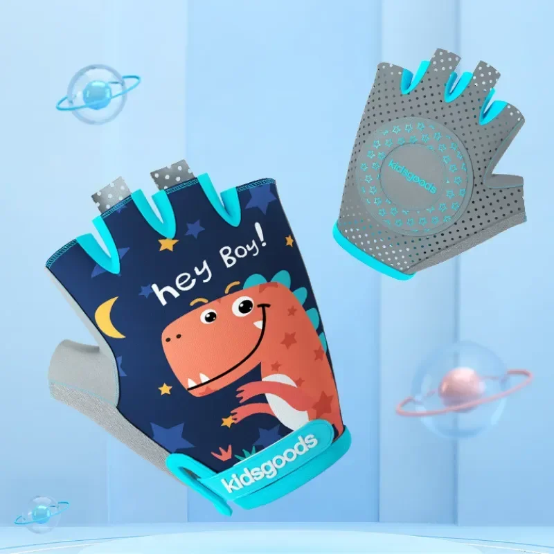 Kids Children Fingerless Gloves Half Finger Cycling Glove Boy Girl Bike Bicycle Skating Training Exercise Protection Gloves 5