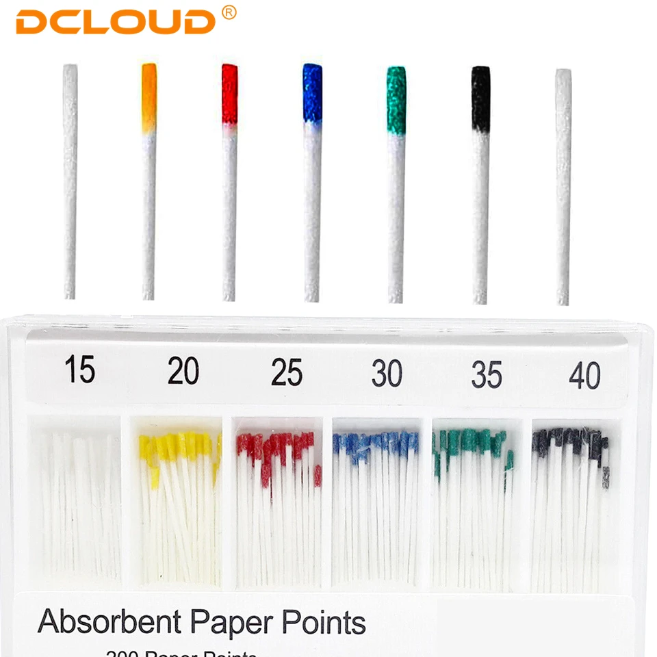 Papiers Pointes Absorbantes Pour Traitement Radiculaire Dentaire - Coniques 0.04/0.02/0.06 - Tailles 15# à 40