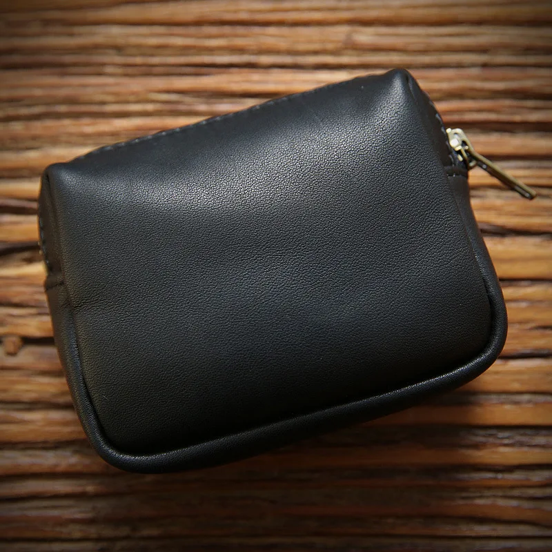 Luxury Brand Cowhide Coin Purse Female Handmade Zipper Leather Three-dimensional Coin  Card Storage Bag  Wallet Male