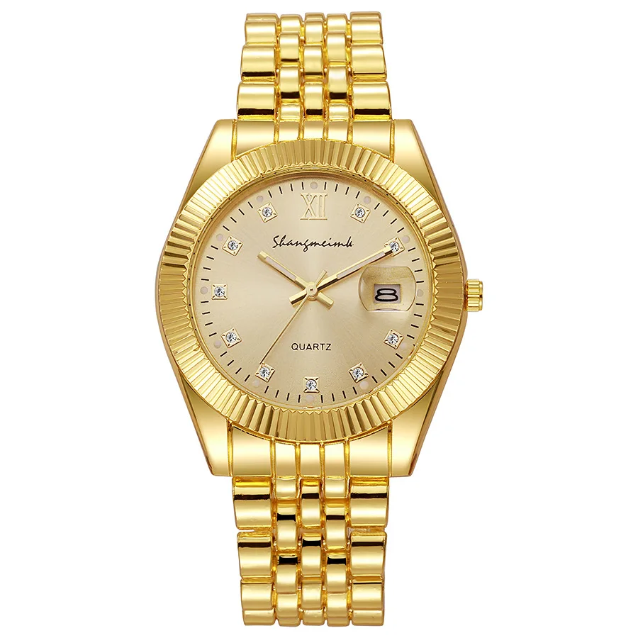 Top New Couple Watches Men Gold Luxury Lovers Watch For Women Casual Stainless Steel Watches Ladies Wristwatch Relogio Feminino