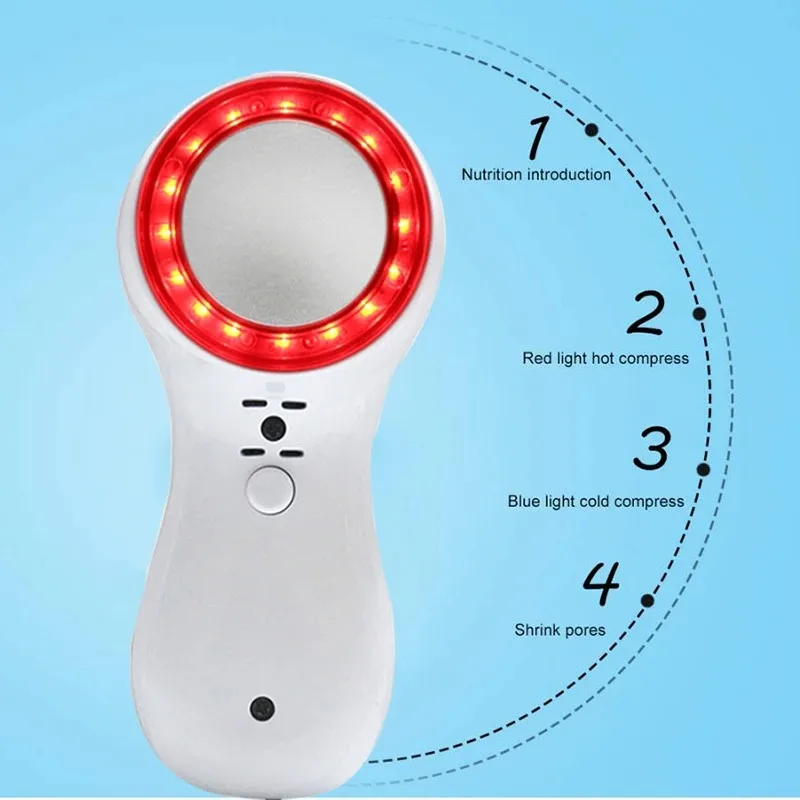 2025 Hot Cold Hammer Facial Skin Lifting Tighten Beauty Machine Skin Tag Removal Led Red Blue Light Rejuvenation Massage Device