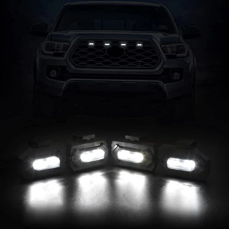 Neue 4PCS/1set LED Front Grill Lichter für Toyota Tacoma Raptor TRD Off Road Sport 2020 2021 Externe grill Lampe LED Grille Lichter – Detail 7