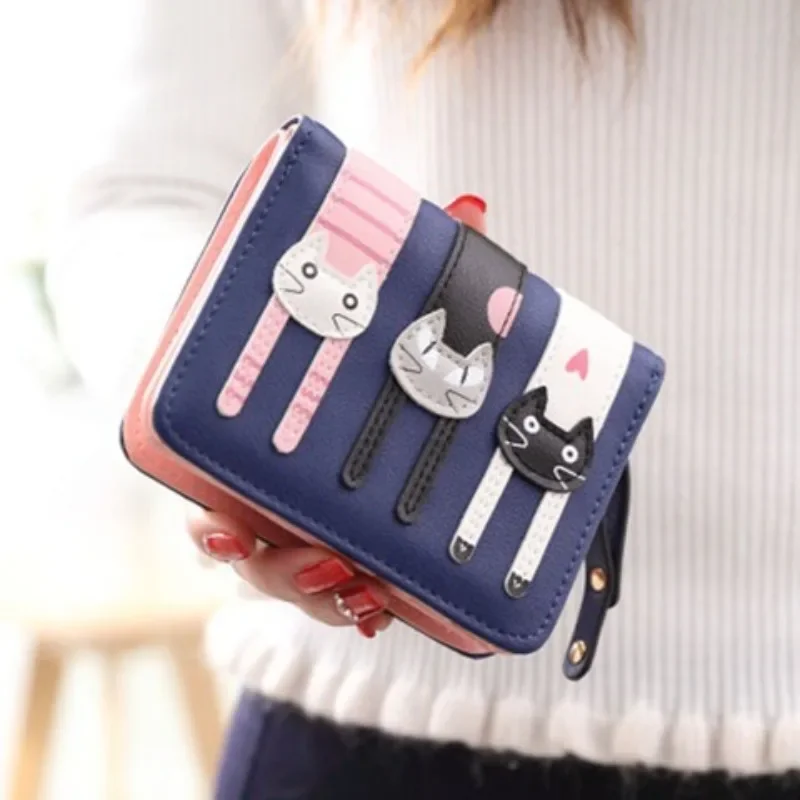 Porte-monnaie Enfant En PU Avec Motif Chat - Petite Taille Avec Fermeture Zip Et Franges, Cadeau Fille Ado