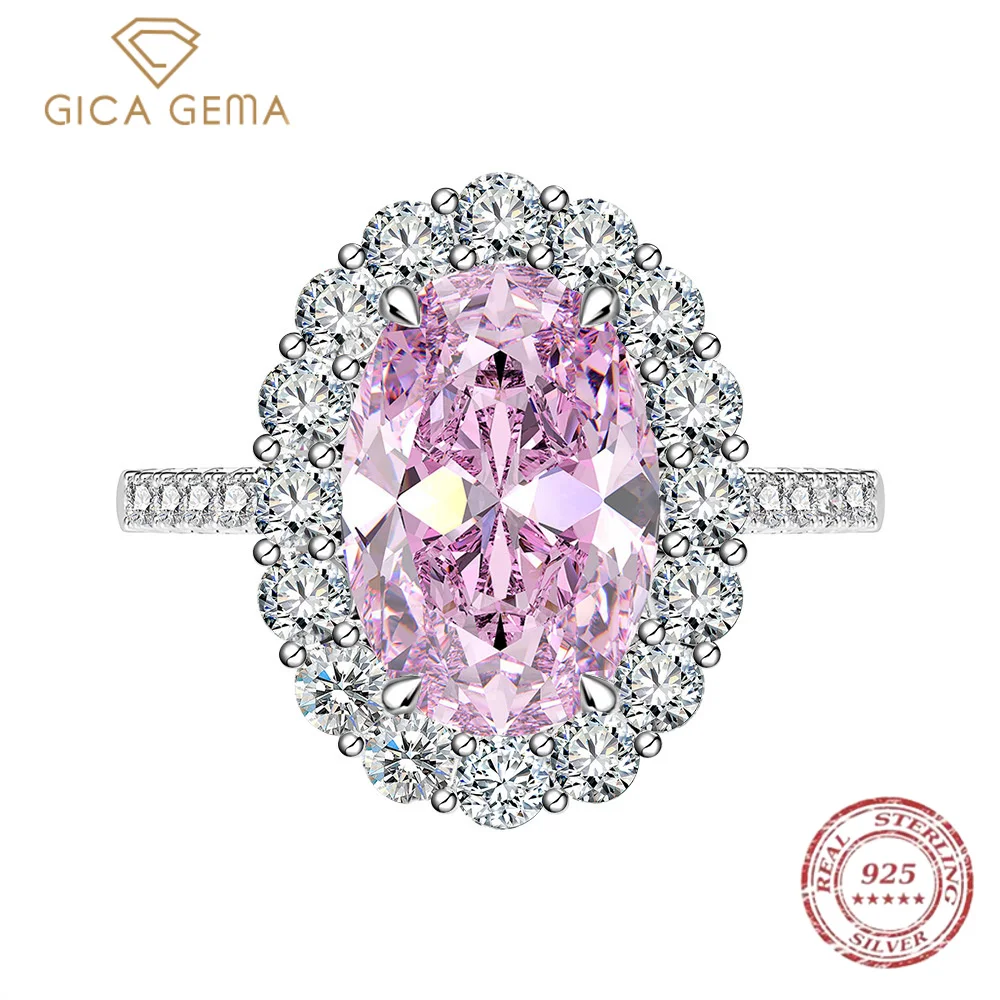 

Gica Gema Classic S925 Sterling Silver Oval 8*12mm Pink Citrine Gemstone Wedding Engagement Rings Fine Jewelry For Women Gifts