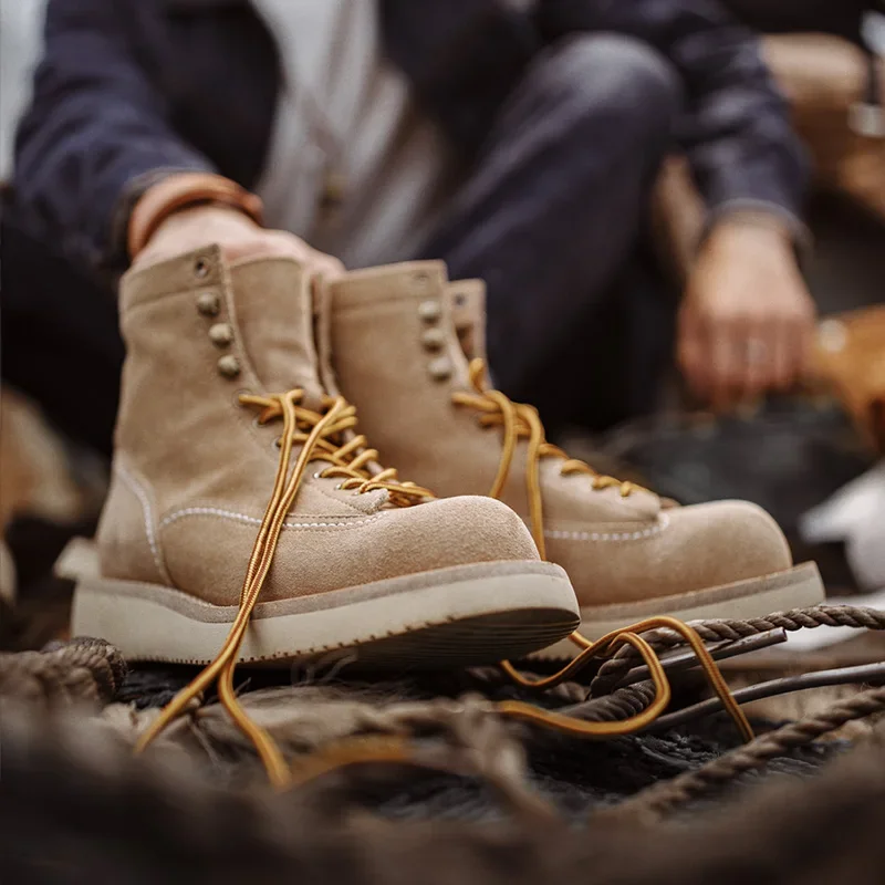 Maden 2023 Winter New Ankle Boots Men's Vintage Suede Leather Desert Boots Casual Warm Safety Shoes Outdoor Hiking Combat Shoes