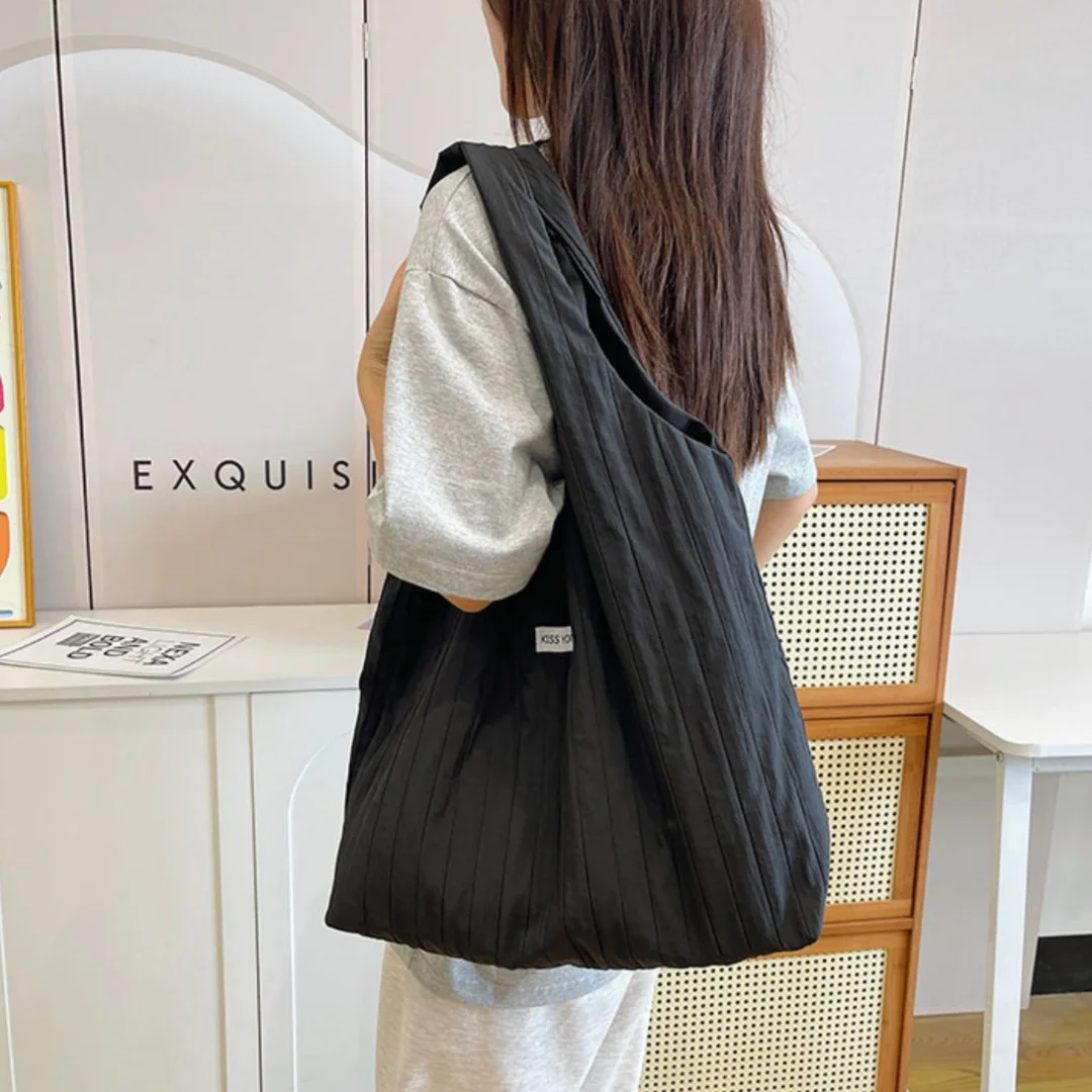 Borsa a Tracolla in Tessuto Texturizzato alla Moda con Cinghia Larga per Donne, Ideale per Lavoro Quotidiano e Shopping, Spaziosa Borsa a Mano con Tasca per Telefono - immagine 4
