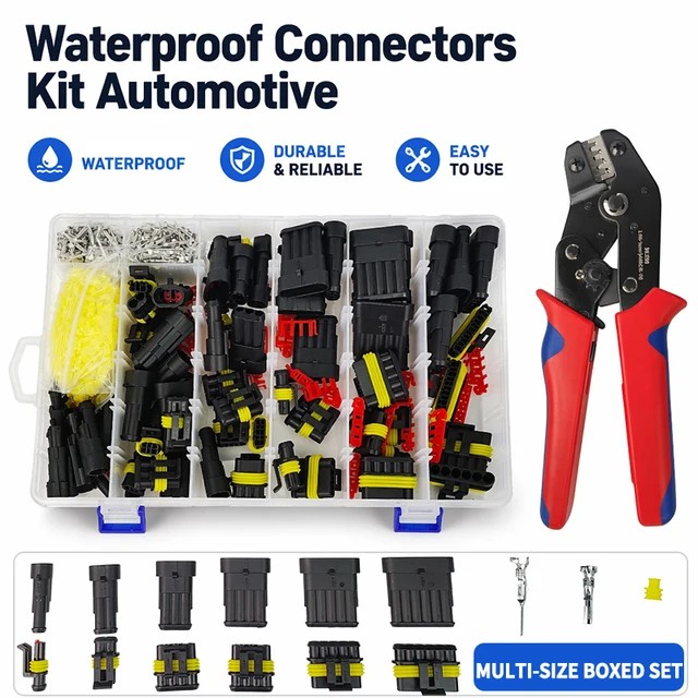 AMP Waterproof Auto Wire Connectors Kit 96/100/192/300/254/622PCS Box 1-6 Pin Male-Female Quick Plug Socket Vehicle Wiring Seal 1