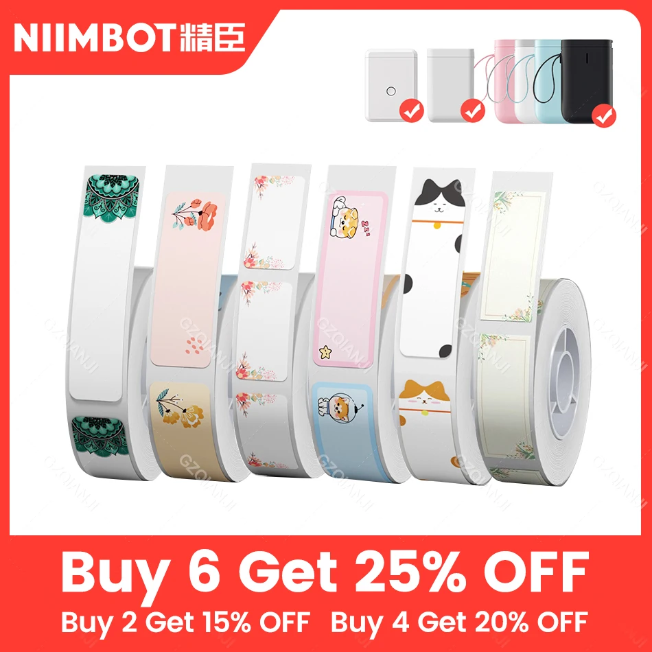 

NIIMBOT D11/D101/D110 Label Paper Name Price Sticker Rolls Waterproof Classified Storage Color Label for Niimbot Printer